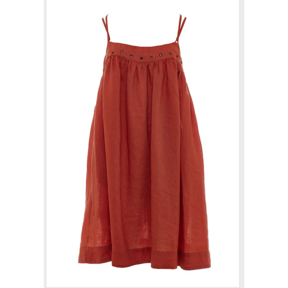 Devotion TWINS Terracotta Linen Short Dress - Picture 1 of 10